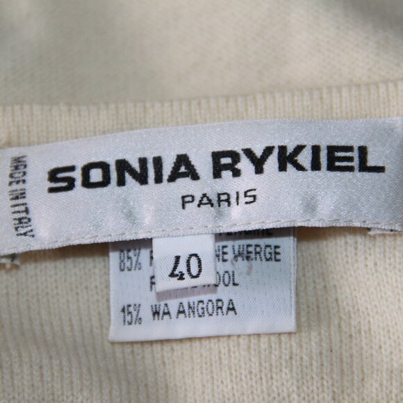 SONIA RYKIEL Paris Sweater Pullover Vanilla Angora Wool Blend Knit SR Logo 40EU - Picture 3 of 10